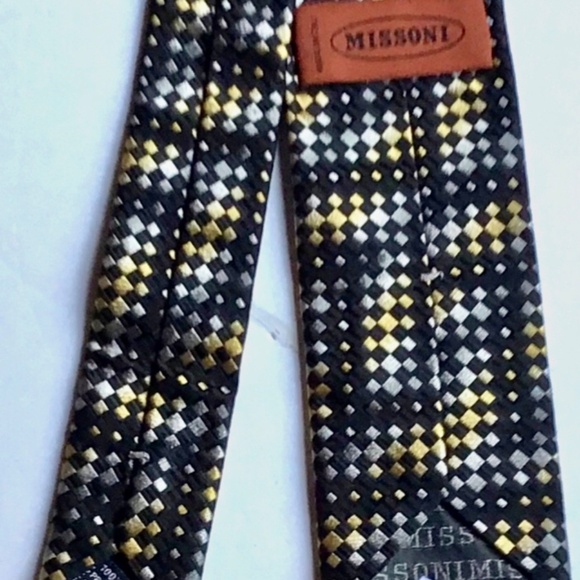 Missoni  Black & yellow all silk  skinny Tie made in Italy  🇮🇹 - Picture 9 of 9